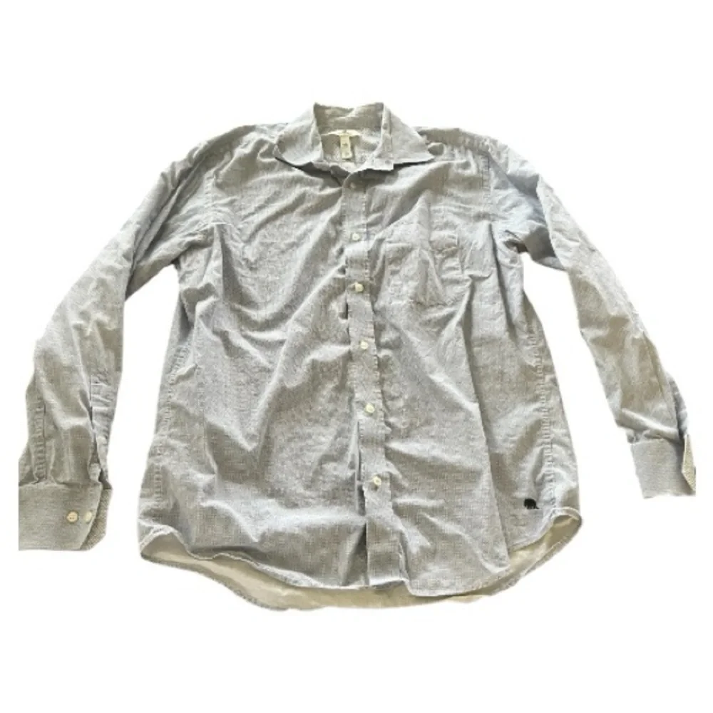 Banana Republic long sleeve button down print shirt white blue green